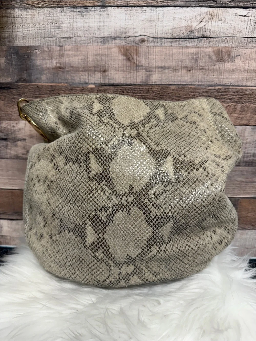 Michael Kors Python Embossed Leather Bag Cream Color